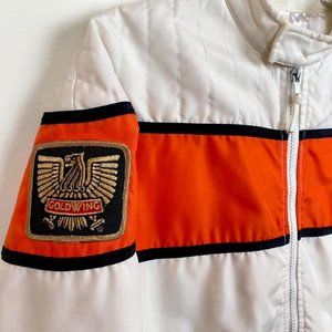 Orange and white poly bomber jacket by BIKER DESIGN "Goldwing" made in Turkey- M